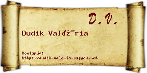 Dudik Valéria névjegykártya